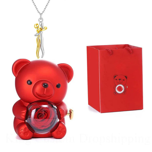 "Love Teddy" Gift Bear Hugging Necklace