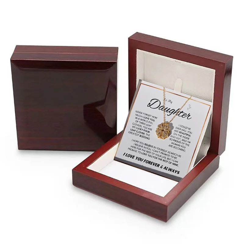 4-Leaf Clover Necklace to My Daughter Gift Box