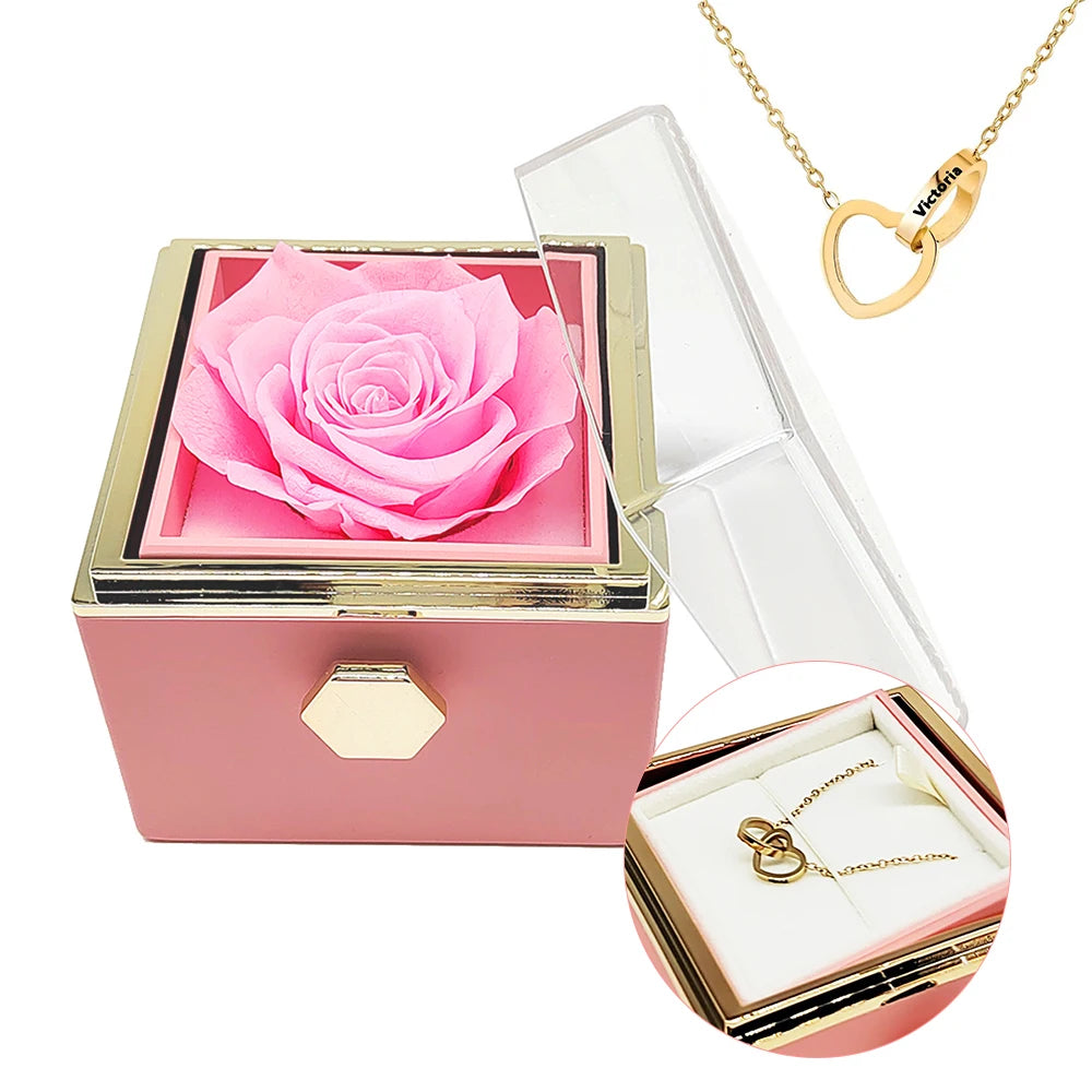 Interlocking Hearts Necklace & Eternal Rose