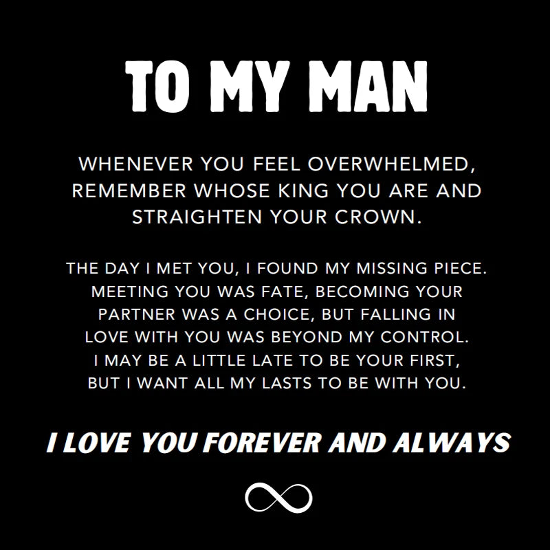 "To My Man" Infinity Bracelet Gift Box