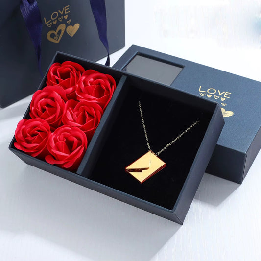 Love Letter Necklace - Eternal Roses Gift Set