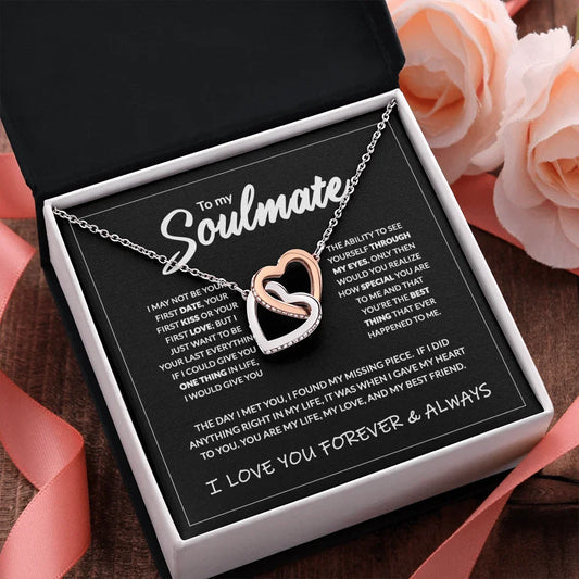 "To My Soulmate" Interlocking Hearts Necklace Gift Box