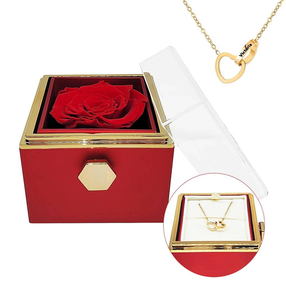 Interlocking Hearts Necklace & Eternal Rose