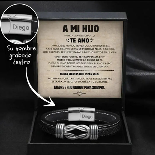 "To My Son" Infinity Knot Bracelet With Engraved Name