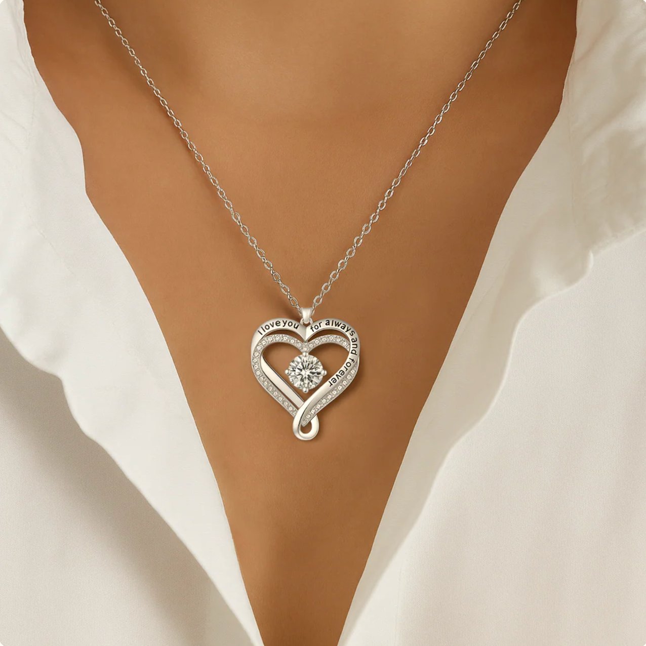 "To My Love" Love You Forever & Always Heart Necklace