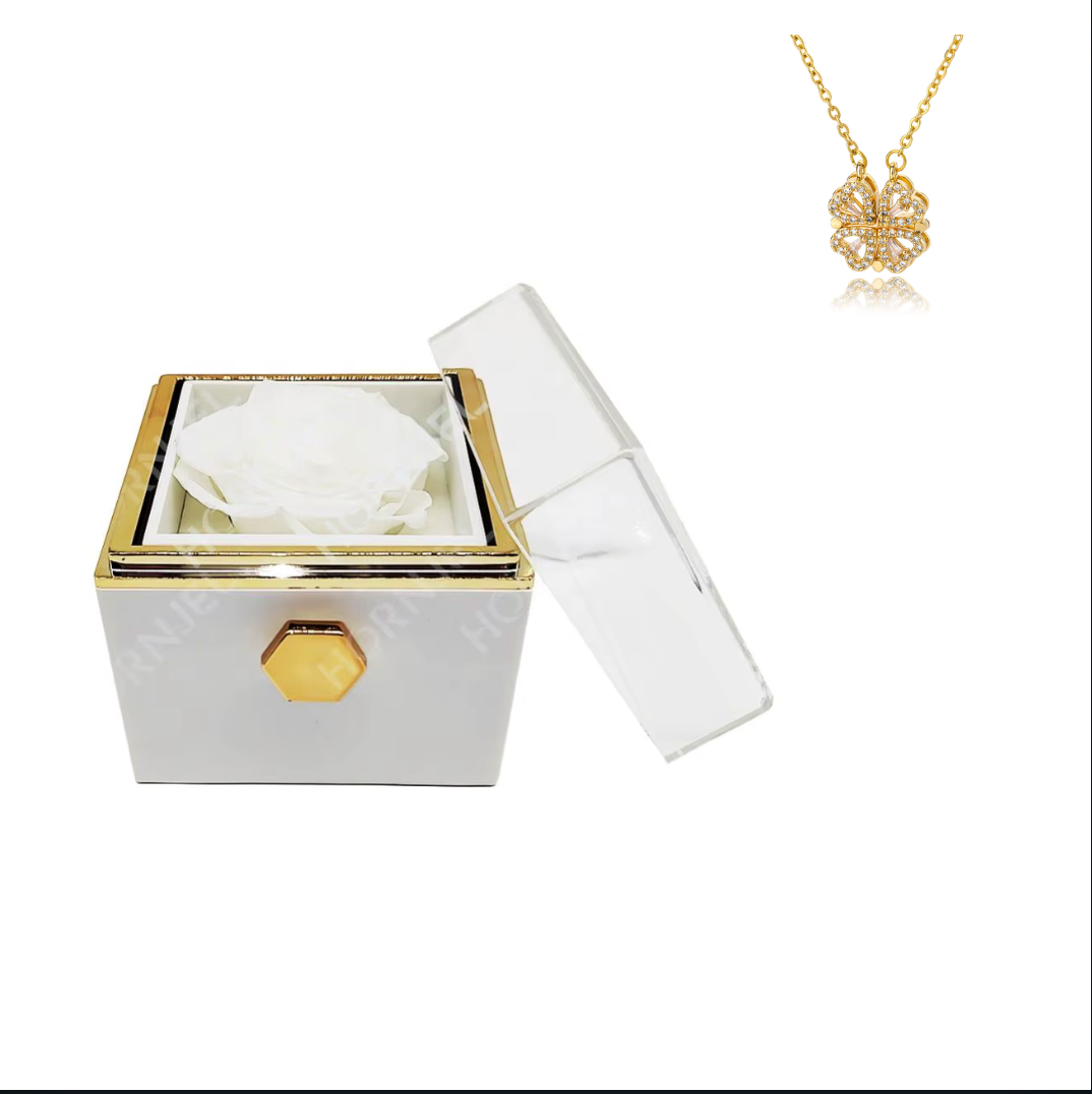 4-Leaf Clover Necklace Eternal Rose Box auto