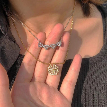Four Leaf Clover Necklace - With Six Roses Gift Box