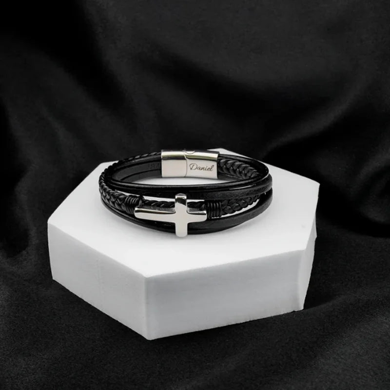 "To My Grandson" Bracelet With Custom Name Engraving