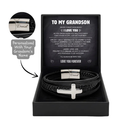 "To My Grandson" Bracelet With Custom Name Engraving