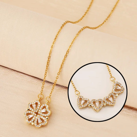 Four Leaf Clover Necklace - With Six Roses Gift Box