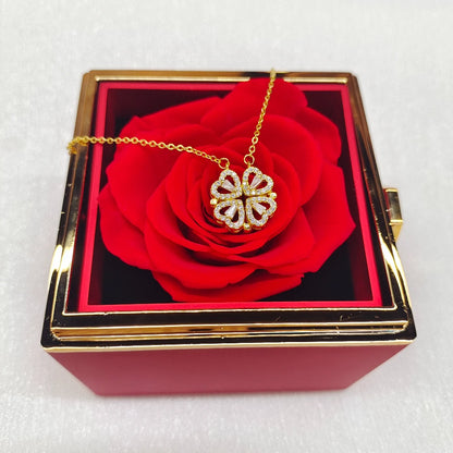 4-Leaf Clover Necklace Eternal Rose Box auto