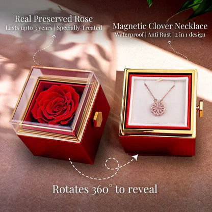 4-Leaf Clover Necklace Eternal Rose Box auto