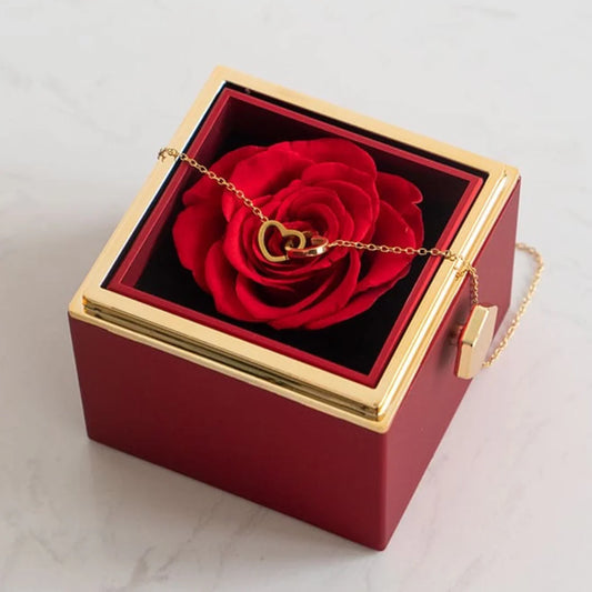 Interlocking Hearts Necklace & Eternal Rose