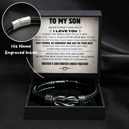 "To My Son" Infinity Knot Bracelet With Engraved Name