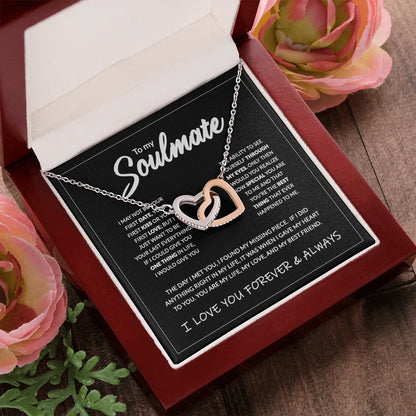 "To My Soulmate" Interlocking Hearts Necklace Gift Box