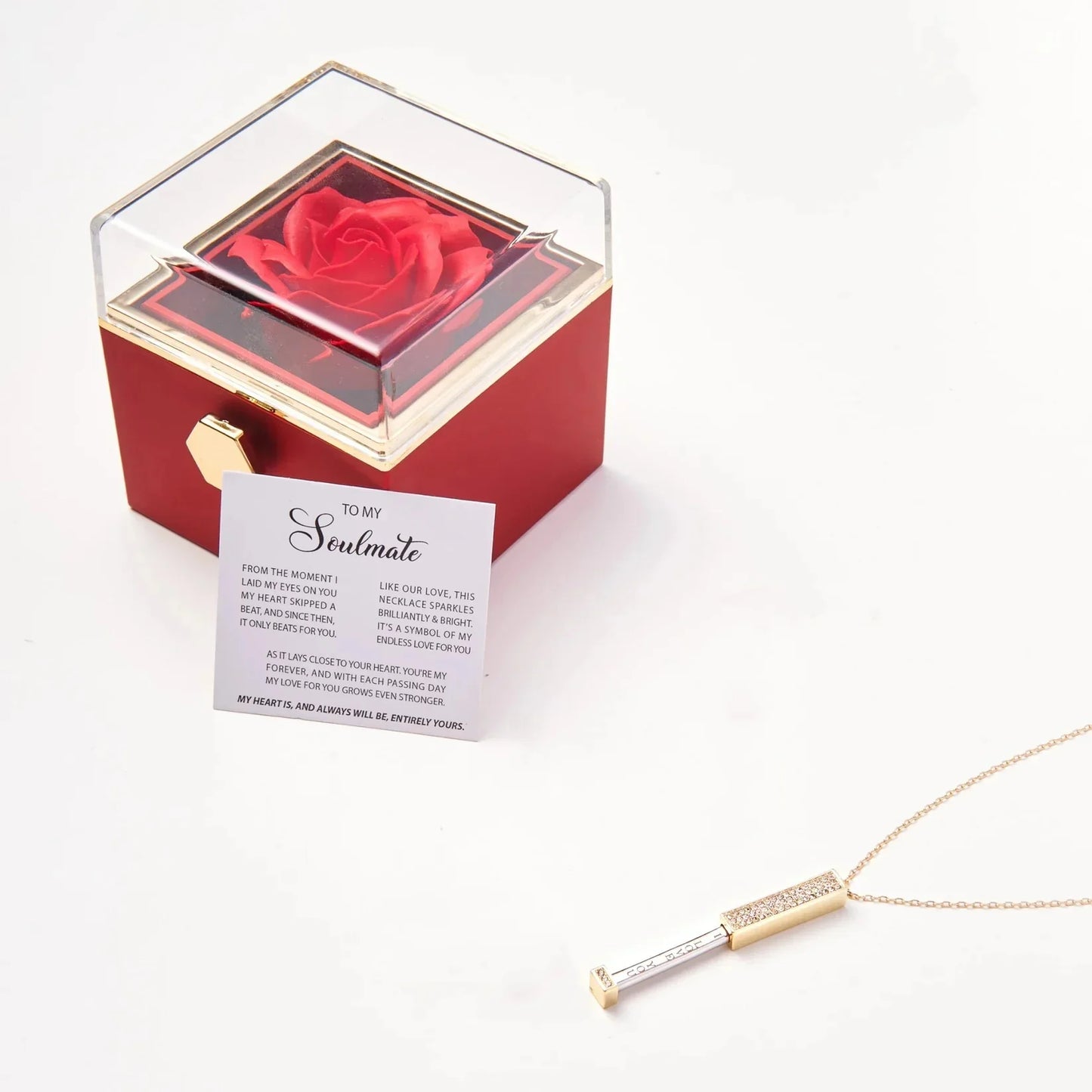 "To My Soulmate" I Love You Pillar Necklace Gift Box