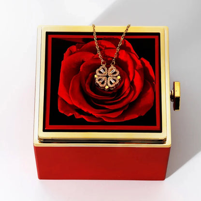4-Leaf Clover Necklace Eternal Rose Box auto