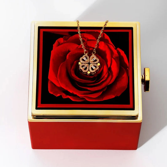 4-Leaf Clover Necklace Eternal Rose Box auto