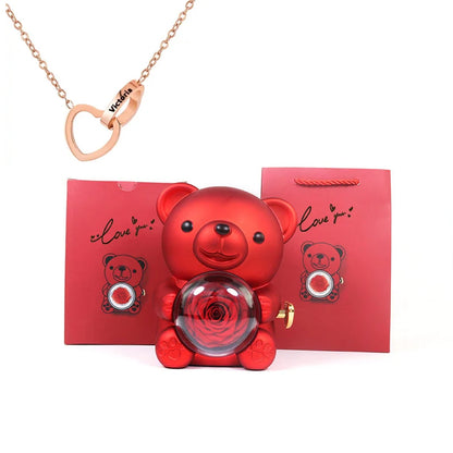 "Love Teddy" Gift Bear With Interlocking Hearts Necklace