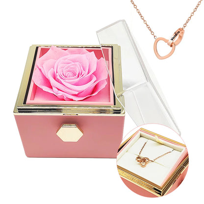 Interlocking Hearts Necklace & Eternal Rose