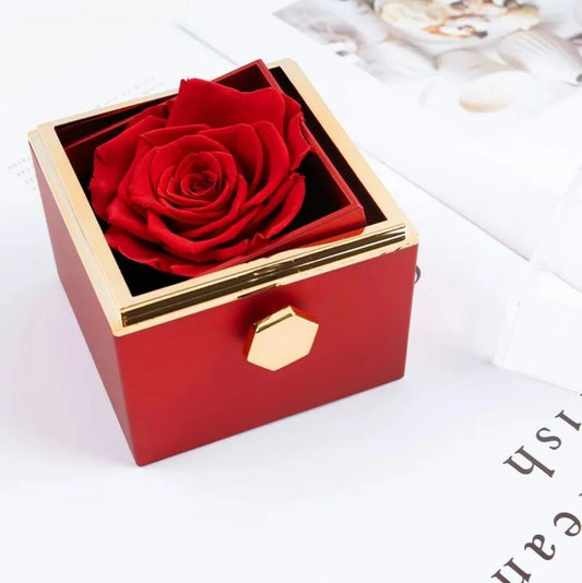 Luxury Rotating Flower Eternal Rose Box Preserved Flower Valentine'S Day Flowers Jewelry Gifts Boxes