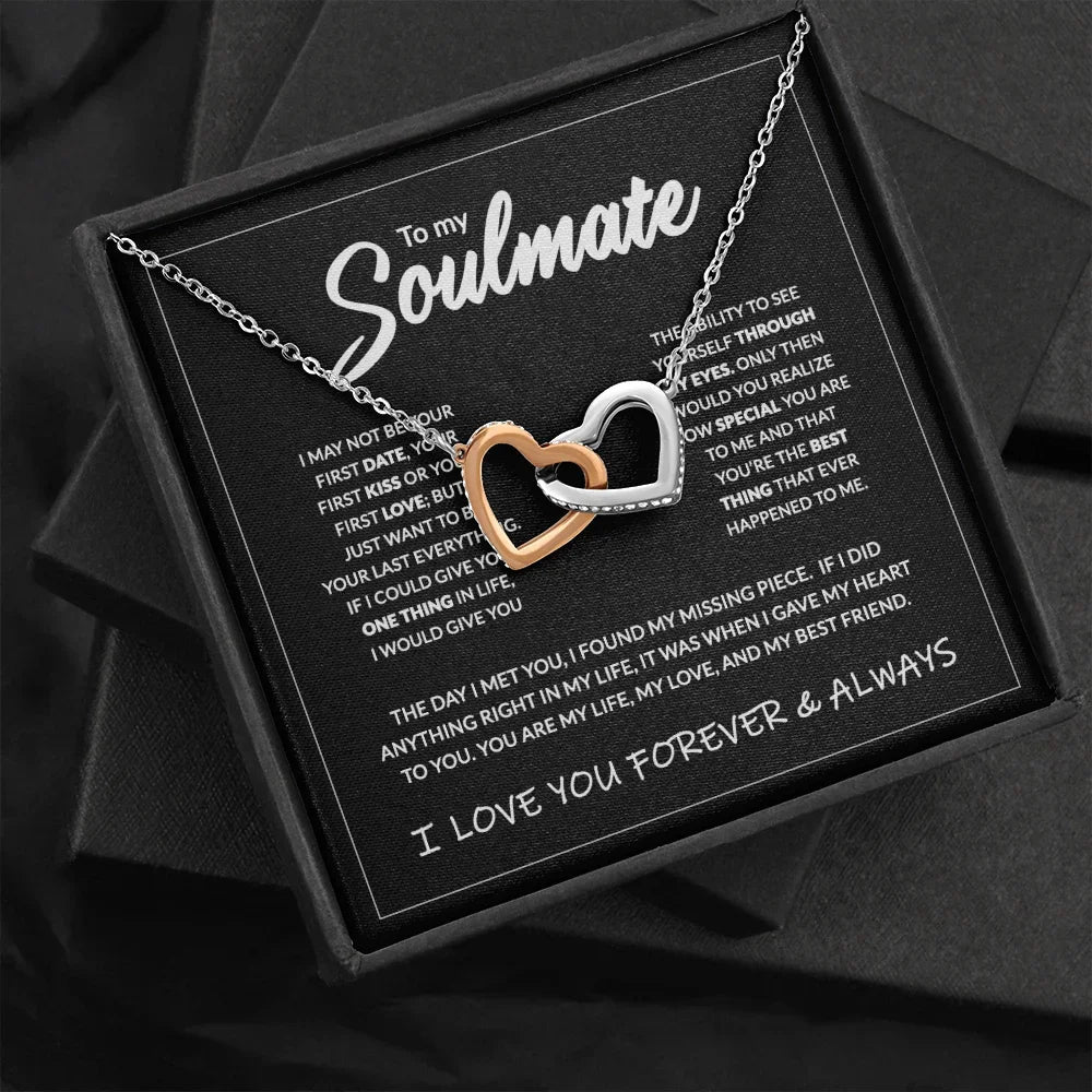 "To My Soulmate" Interlocking Hearts Necklace Gift Box