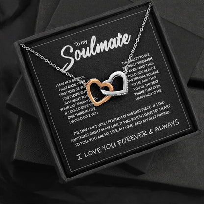 "To My Soulmate" Interlocking Hearts Necklace Gift Box