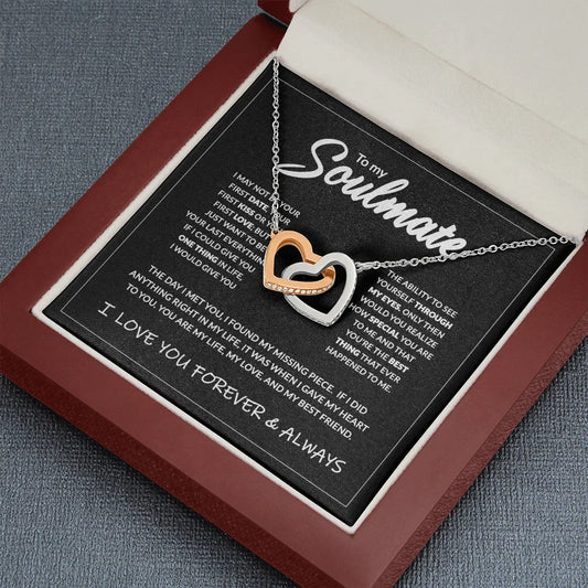 "To My Soulmate" Interlocking Hearts Necklace Gift Box