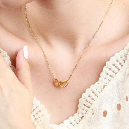 Interlocking Hearts Necklace - Eternal Rose