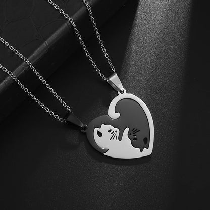 "Kitty Cuddling" Heart Shaped Kittens Hugging Necklace