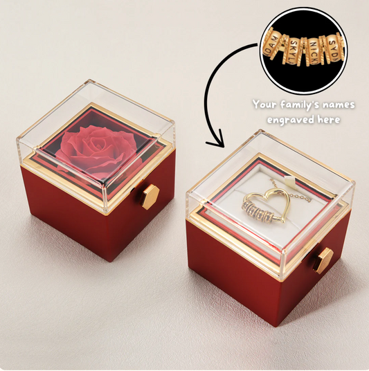 Heart Pendant Necklace Eternal Rose Gift Box