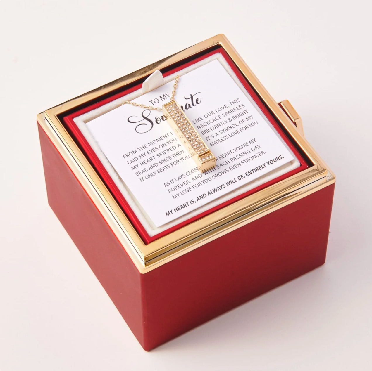 "To My Soulmate" I Love You Pillar Necklace Gift Box