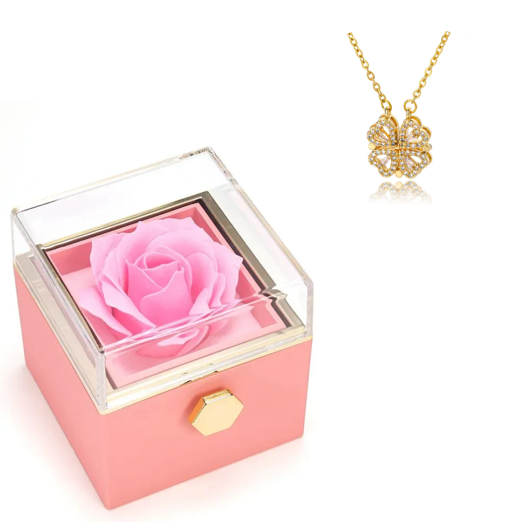 4-Leaf Clover Necklace Eternal Rose Box auto