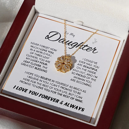 4-Leaf Clover Necklace to My Daughter Gift Box