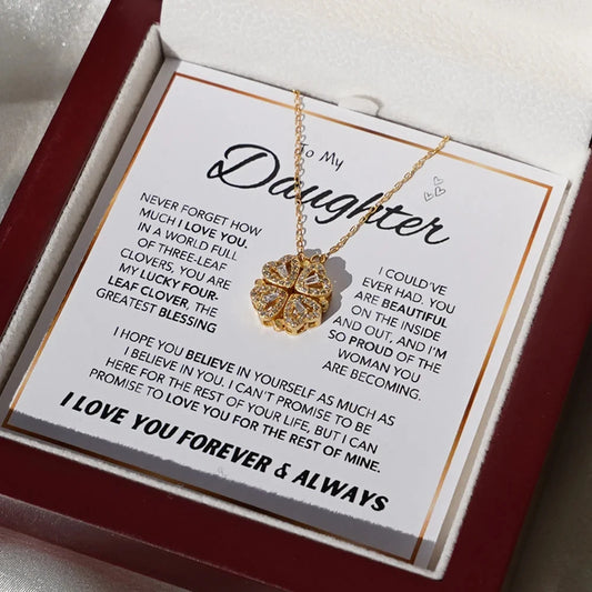 4-Leaf Clover Necklace to My Daughter Gift Box
