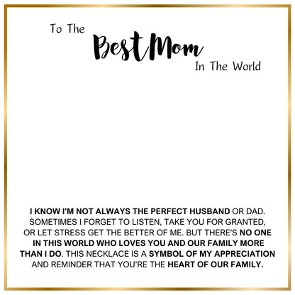 "Best Mom In The World" - Engraved Heart Pendant With Gift Box